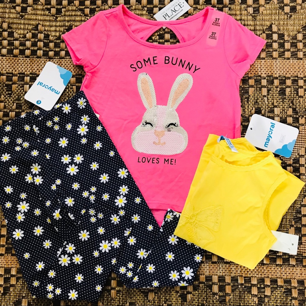 (3) NWT The Children’s Place Mayoral Daisy Bunny